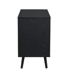 Frances Woven Rattan 1-Door Cabinet In Black -Daals FT SB 002 BLACK WB2