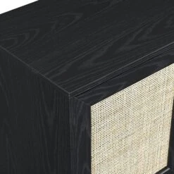 Frances Woven Rattan 1-Door Cabinet In Black -Daals FT SB 002 BLACK detail1