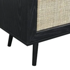 Frances Woven Rattan 1-Door Cabinet In Black -Daals FT SB 002 BLACK detail2
