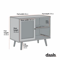 Frances Woven Rattan 1-Door Cabinet In Black -Daals FT SB 002 CHART 2
