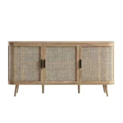 Izzy Curved Rattan Large 3-Door Sideboard, Natural -Daals FT SB 03 NAT WB1