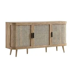 Izzy Curved Rattan Large 3-Door Sideboard, Natural -Daals FT SB 03 NAT WB2