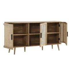 Izzy Curved Rattan Large 3-Door Sideboard, Natural -Daals FT SB 03 NAT WB3