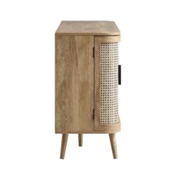 Izzy Curved Rattan Large 3-Door Sideboard, Natural -Daals FT SB 03 NAT WB5