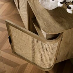 Izzy Curved Rattan Large 3-Door Sideboard, Natural -Daals FT SB 03 NAT scene2