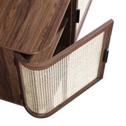 Izzy Curved Rattan Large 3-Door Sideboard, Walnut -Daals FT SB 03 WALN detail1