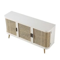 Izzy Curved Rattan Large 3-Door Sideboard, White -Daals FT SB 03 WHITE WB4