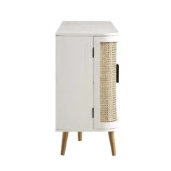Izzy Curved Rattan Large 3-Door Sideboard, White -Daals FT SB 03 WHITE WB5