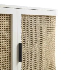 Izzy Curved Rattan Large 3-Door Sideboard, White -Daals FT SB 03 WHITE detail4