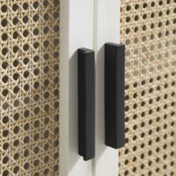 Izzy Curved Rattan Large 3-Door Sideboard, White -Daals FT SB 03 WHITE detail5