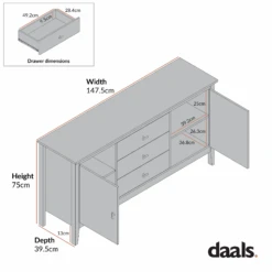 Oakham Wide Sideboard With Drawers, Wild Cherry 26 Oakham Wide Sideboard With Drawers, Wild Cherry -Daals FT SB 04 CHART 6