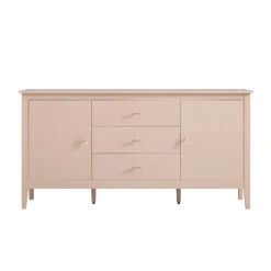 Oakham Wide Sideboard With Drawers, Nude Pink