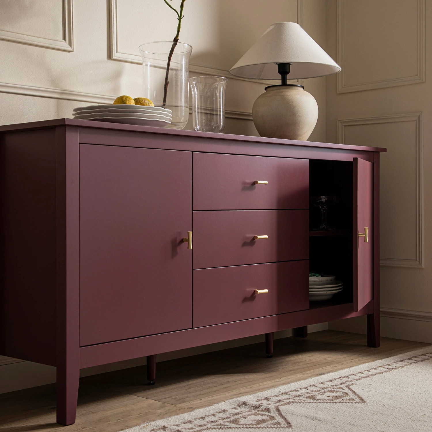 Oakham Wide Sideboard With Drawers, Wild Cherry 5 Oakham Wide Sideboard With Drawers, Wild Cherry - Image 5