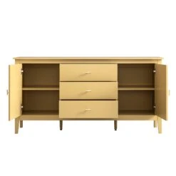 Oakham Wide Sideboard With Drawers, Rattan Yellow -Daals FT SB 04 SAFYEL WB3