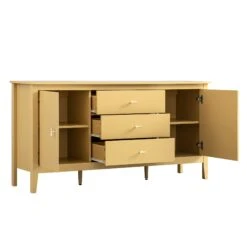 Oakham Wide Sideboard With Drawers, Rattan Yellow -Daals FT SB 04 SAFYEL WB4