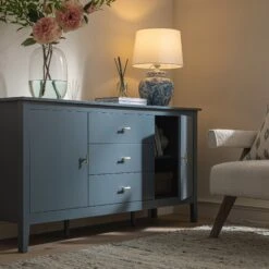 Oakham Wide Sideboard With Drawers, Stormy Blue -Daals FT SB 04 STORM scene3