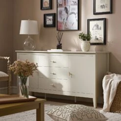Oakham Wide Sideboard With Drawers, Shaded White