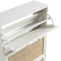 Frances Rattan 3 Tier Shoe Storage Cabinet, White -Daals FT SHC 01 WHITE detail1