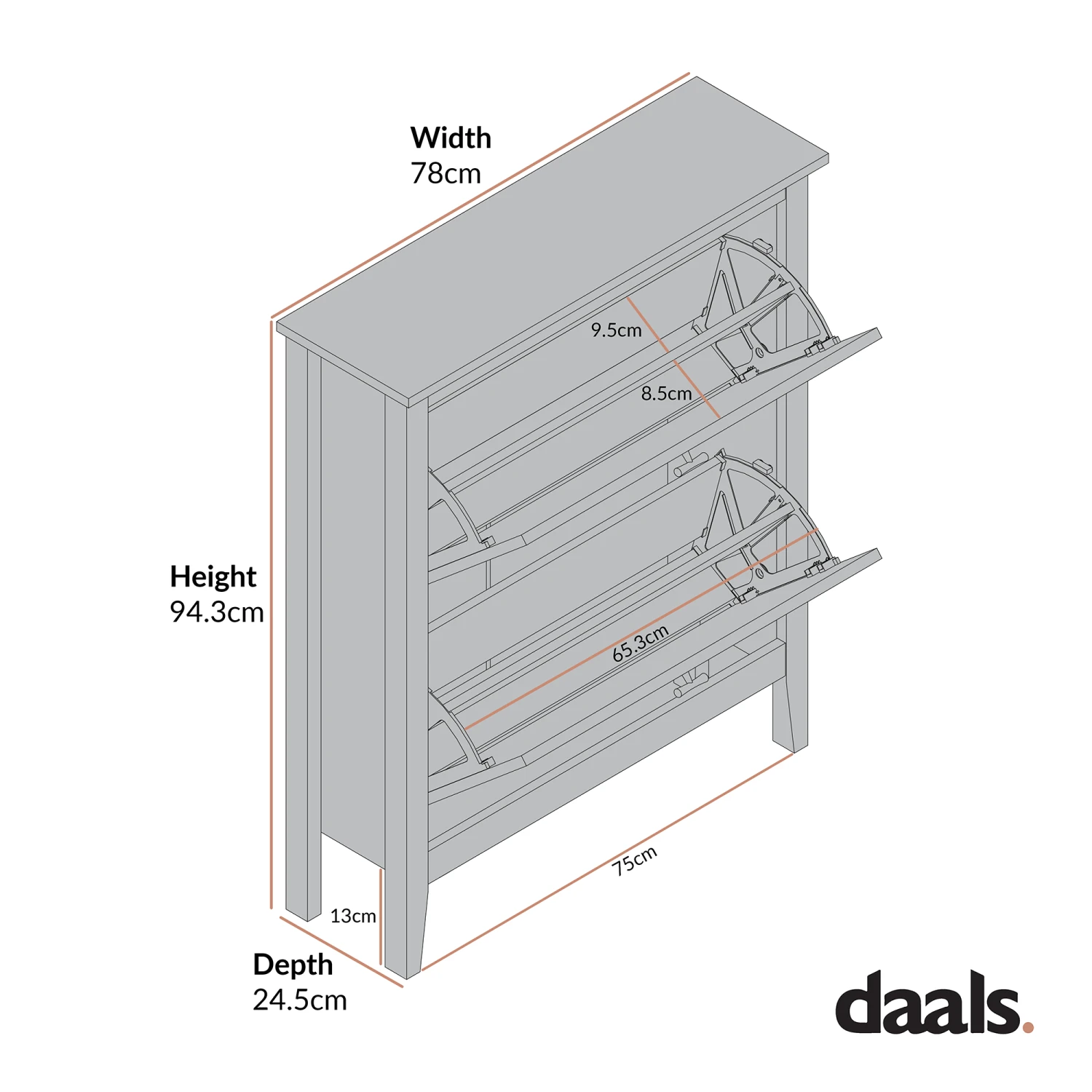 Oakham 2-Tier Shoe Cabinet, Nude Pink 3 Oakham 2-Tier Shoe Cabinet, Nude Pink - Image 3