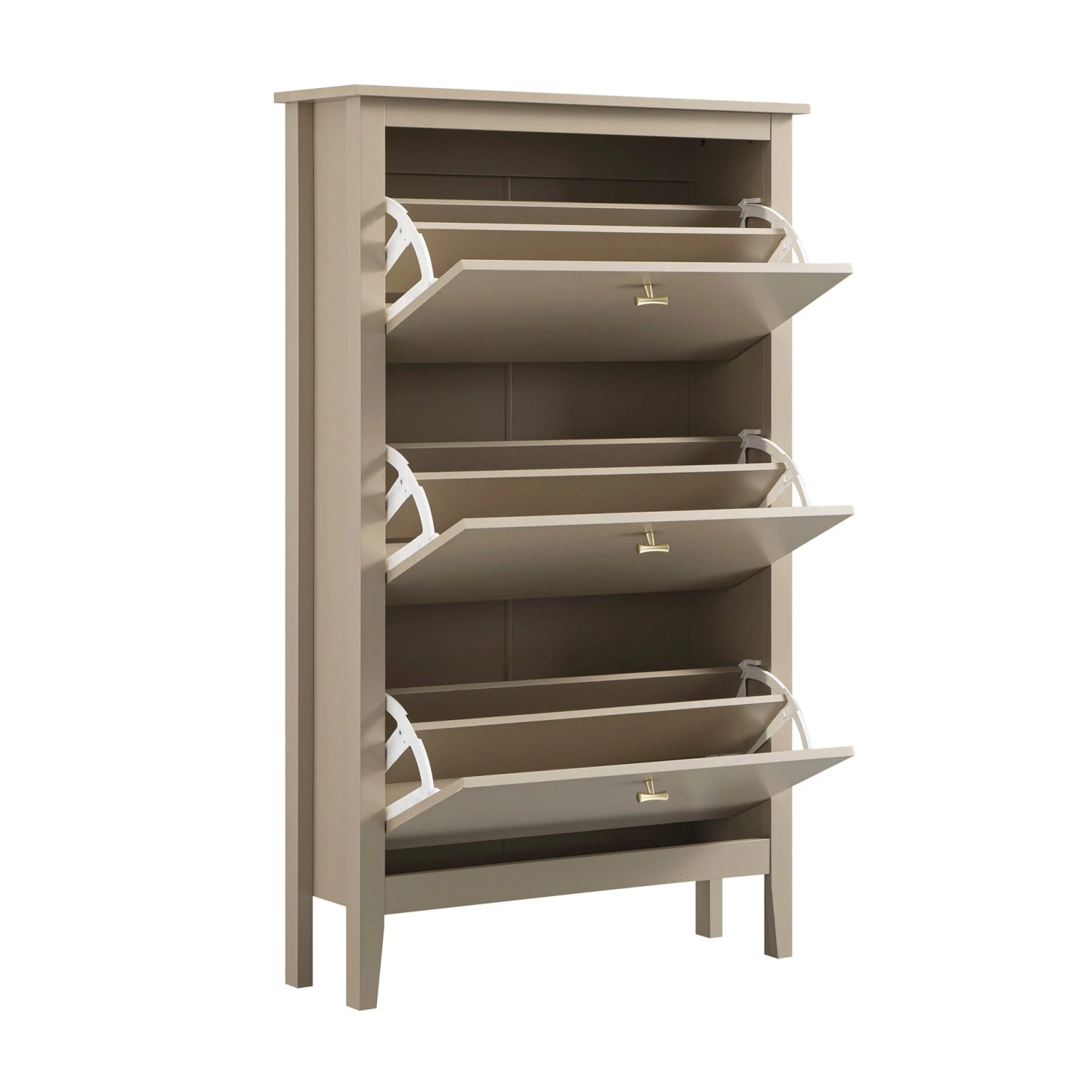 Oakham 3-Tier Shoe Cabinet, Deep Greige 4 Oakham 3-Tier Shoe Cabinet, Deep Greige - Image 4