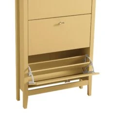 Oakham 3-Tier Shoe Cabinet, Rattan Yellow -Daals FT SHC 03 SAFYEL detail2