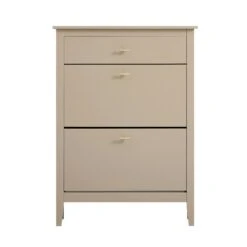 Oakham 2-Tier Shoe Cabinet With Top Drawer, Deep Greige 23 Oakham 2-Tier Shoe Cabinet With Top Drawer, Deep Greige -Daals FT SHC 04 BEIGE WB1