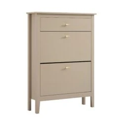 Oakham 2-Tier Shoe Cabinet With Top Drawer, Deep Greige 24 Oakham 2-Tier Shoe Cabinet With Top Drawer, Deep Greige -Daals FT SHC 04 BEIGE WB2