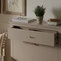 Oakham 2-Tier Shoe Cabinet With Top Drawer, Deep Greige 21 Oakham 2-Tier Shoe Cabinet With Top Drawer, Deep Greige -Daals FT SHC 04 BEIGE scene5