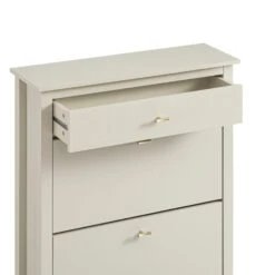 Oakham 2-Tier Shoe Cabinet With Top Drawer, Shaded White -Daals FT SHC 04 WHITE detail2