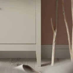 Oakham 2-Tier Shoe Cabinet With Top Drawer, Shaded White -Daals FT SHC 04 WHITE scene6