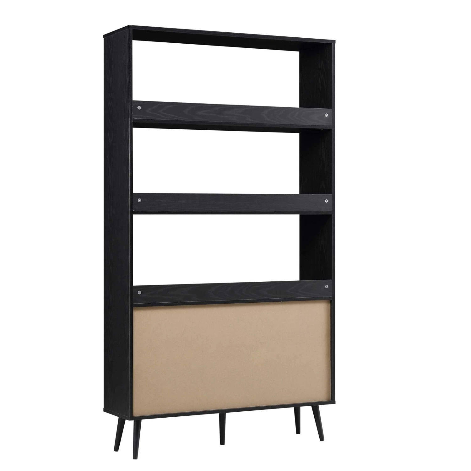 Frances Woven Rattan Bookcase With Doors, Black 8 Frances Woven Rattan Bookcase With Doors, Black - Image 8
