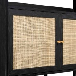 Frances Woven Rattan Bookcase With Doors, Black 19 Frances Woven Rattan Bookcase With Doors, Black -Daals FT SHELF 01 BLACK detail1