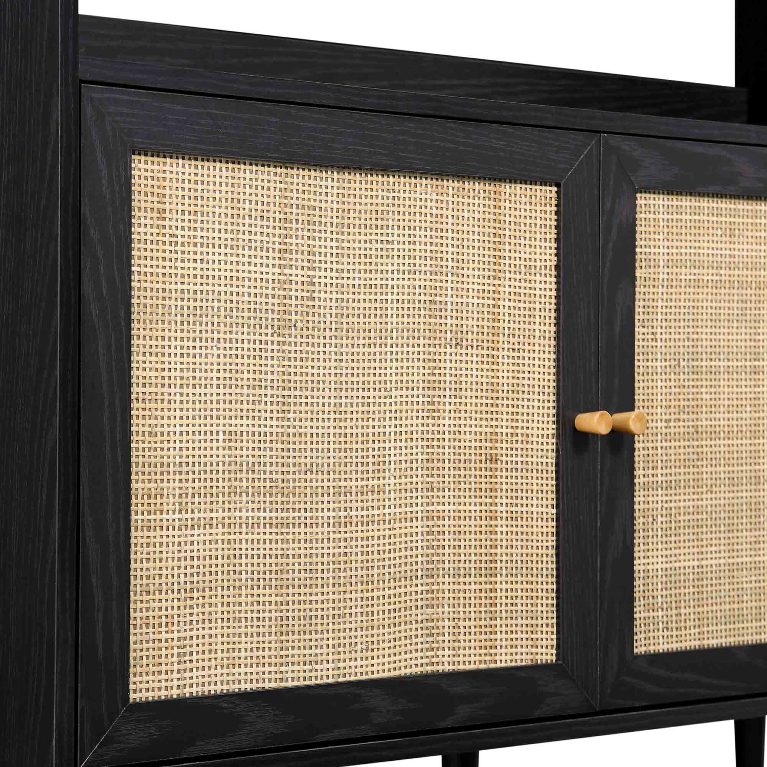 Frances Woven Rattan Bookcase With Doors, Black 9 Frances Woven Rattan Bookcase With Doors, Black - Image 9