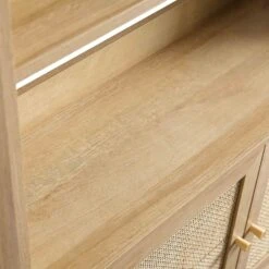 Frances Woven Rattan Tall Bookcase With Doors, Natural -Daals FT SHELF 01 NAT detail2