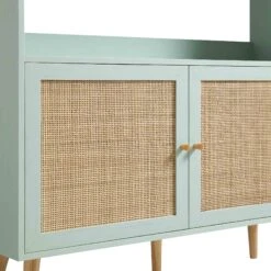 Frances Woven Rattan Bookcase With Doors, Mint -Daals FT SHELF 01 SAGE detail1