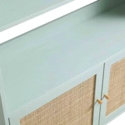 Frances Woven Rattan Bookcase With Doors, Mint -Daals FT SHELF 01 SAGE detail3