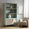 Frances Woven Rattan Bookcase With Doors, Mint