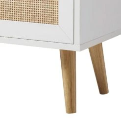 Frances Woven Rattan Bookcase With Doors, White -Daals FT SHELF 01 WHITE detail2