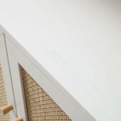 Frances Woven Rattan Bookcase With Doors, White -Daals FT SHELF 01 WHITE detail4