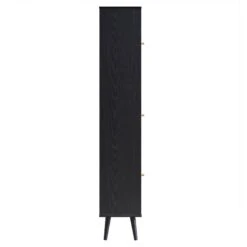 Frances Woven Rattan Tallboy Bathroom Unit, Black -Daals FT TALLB 01 BLACK WB4