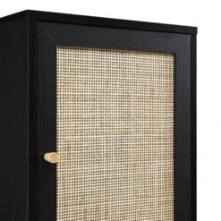 Frances Woven Rattan Tallboy Bathroom Unit, Black -Daals FT TALLB 01 BLACK detail1
