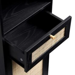 Frances Woven Rattan Tallboy Bathroom Unit, Black -Daals FT TALLB 01 BLACK detail2