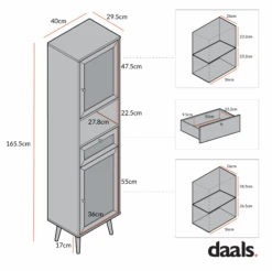 Frances Woven Rattan Tallboy Bathroom Unit, Natural -Daals FT TALLB 01 CHART