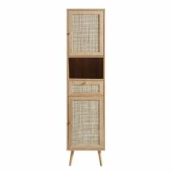 Frances Woven Rattan Tallboy Bathroom Unit, Natural -Daals FT TALLB 01 NAT WB1