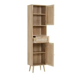 Frances Woven Rattan Tallboy Bathroom Unit, Natural -Daals FT TALLB 01 NAT WB3