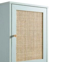 Frances Woven Rattan Tallboy Bathroom Unit, Mint Green -Daals FT TALLB 01 SAGE detail1