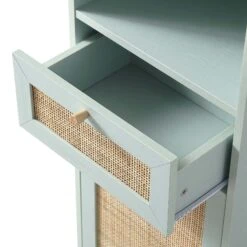 Frances Woven Rattan Tallboy Bathroom Unit, Mint Green -Daals FT TALLB 01 SAGE detail2
