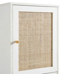 Frances Woven Rattan Tallboy Bathroom Unit, White -Daals FT TALLB 01 WHITE detail1