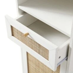 Frances Woven Rattan Tallboy Bathroom Unit, White -Daals FT TALLB 01 WHITE detail2
