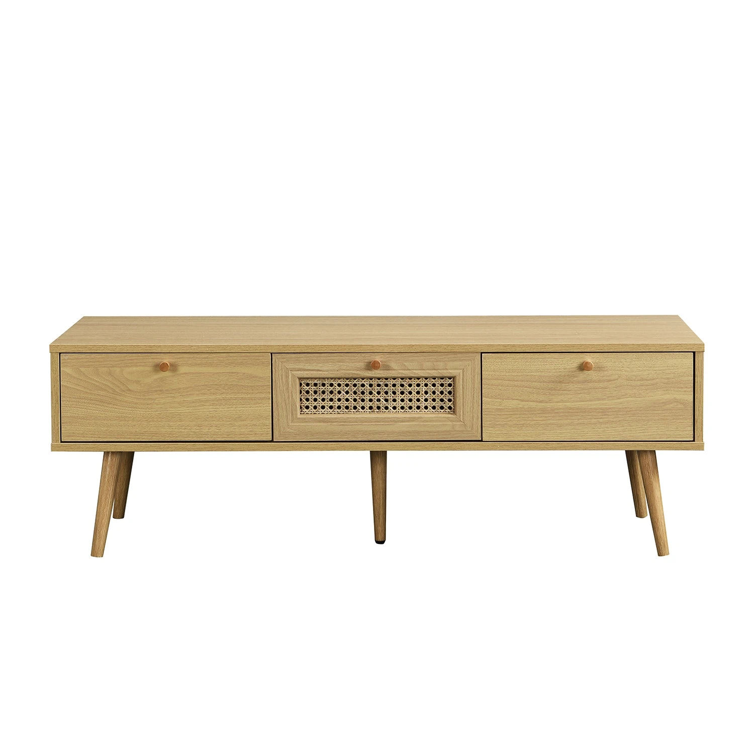 Anya Woven Rattan 3-Drawer TV Unit In Natural 3 Anya Woven Rattan 3-Drawer TV Unit In Natural - Image 3